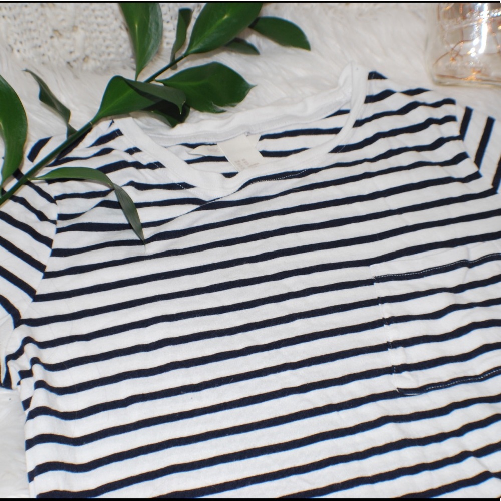slightly cropped striped top